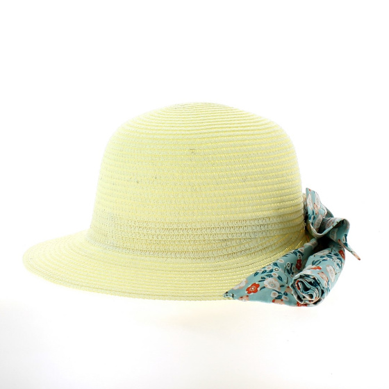 Palmira Floral Paper Straw Sun Hat with Neck Cover - Traclet