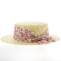 Natural Straw Boater Hat with Red Liberty Print