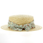 Natural Straw Boater Hat - Floral Ribbon