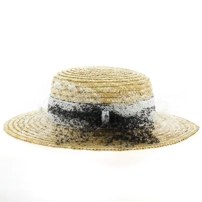 Black & White Lace Boater Hat
