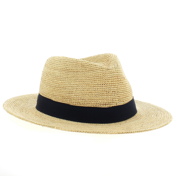 Chapeau Fedora Riviera Noir en Paille Naturelle