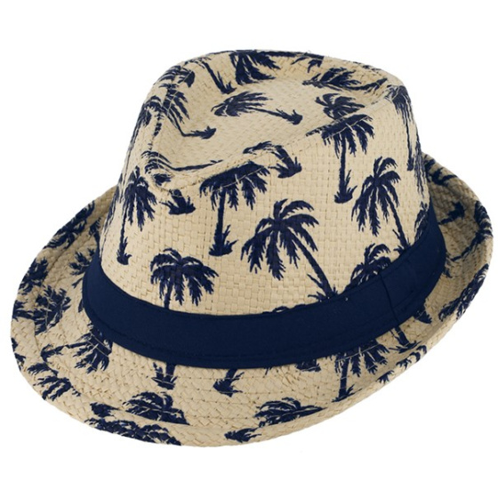 Children's Trilby Hat Palm Trees Straw Paper - Traclet