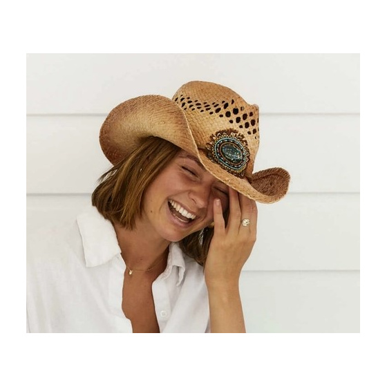 Natural Straw Clico Cowboy Hat - Traclet