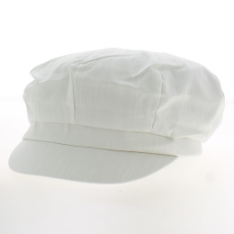White Cotton Newsboy Cap