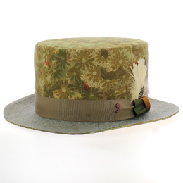 Chapeau Haut de Forme Fleuri Vert