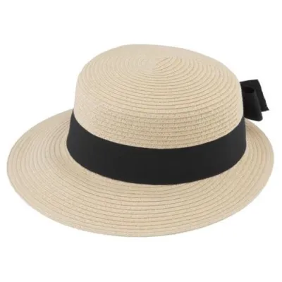 Palermo Cap Large Visor Beige Black Ribbon - Traclet Reference: 22090| Traclet Hatmakers