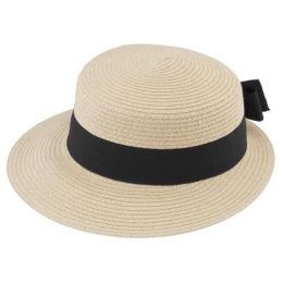 Casquette Palerme Grande Visière Beige  Ruban Noir - Traclet