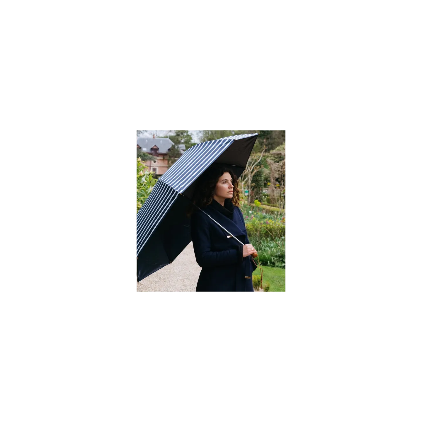 Automatic Folding Golf Umbrella with Sailor Stripes UPF 50+ - Piganiol reference 22108 traclet hat shop