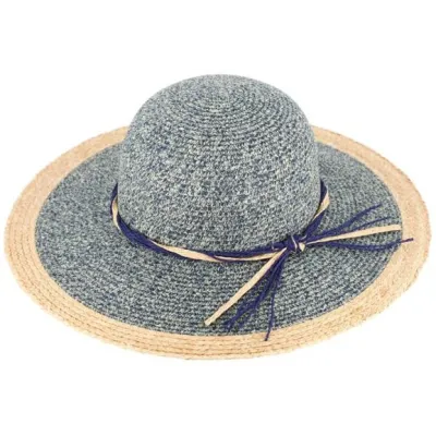 Alessia Navy Paper Straw Wide-Brimmed Hat - Traclet Reference: 22114| Traclet Hatmakers