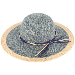 Alessia Navy Paper Straw Wide-Brimmed Hat - Traclet