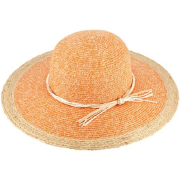 Alessia Paper Straw Wide-Brim Hat Orange - Traclet