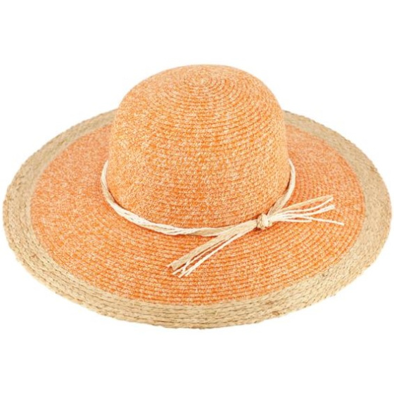 Alessia Paper Straw Wide-Brim Hat Orange - Traclet