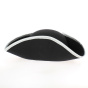 Black Wool Felt Foldable Tricorn - grey trimming