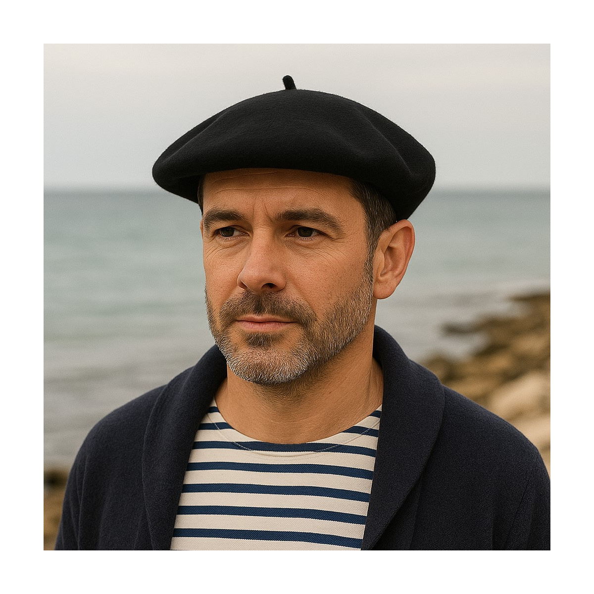 thumbnail image 2 of Elosegui Black Super Lujo Basque Beret – 100% Wool, Made In Spain, 11.5-inch, Fitted, Men's Winter Hat 2 of 6