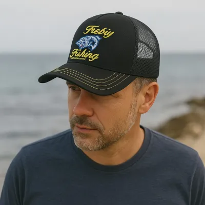 Black Cotton Fishing Baseball Cap - Traclet  Reference: 21935| Traclet Hat Shop