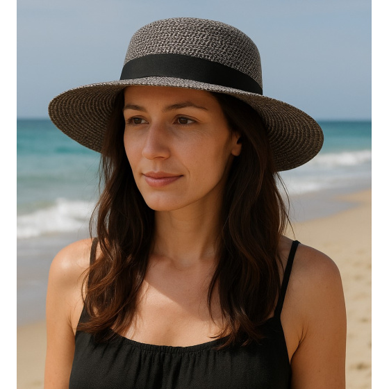 Capeline Stella Paille Papier Noire - Traclet