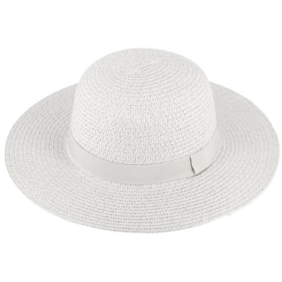 Elena White Paper Straw Wide-Brim Hat - Traclet