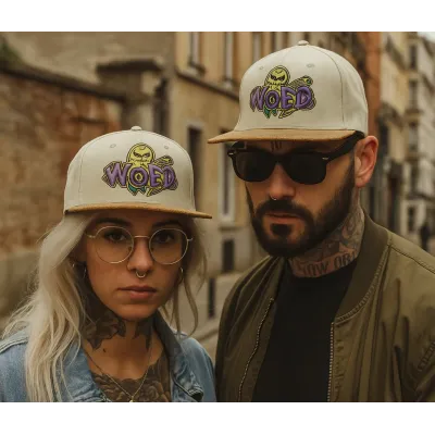 Grey Denim Pixel Kaiju Snapback Cap - Woed Reference: 22180| Traclet Hat Shop