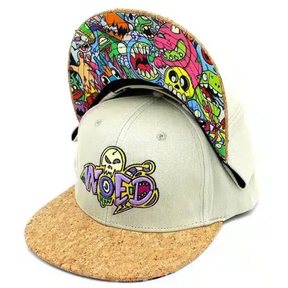 Grey Denim Pixel Kaiju Snapback Cap - Woed