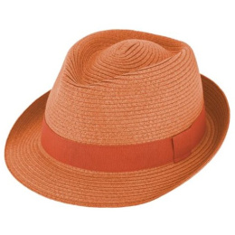Chapeau Trilby Paille Papier Orange - Traclet