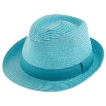 Turquoise Paper Straw Trilby Hat - Traclet Reference: 22197| Traclet Hatters