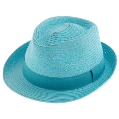 Turquoise Paper Straw Trilby Hat - Traclet Reference: 22197| Traclet Hatters