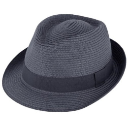 Chapeau Trilby Paille Papier Marine - Traclet