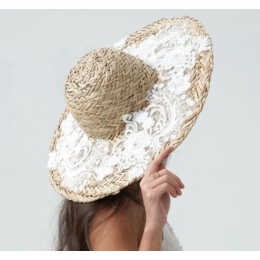 Capeline Été Olivia Paille À Dentelle Blanche - Traclet