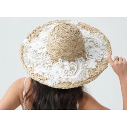 Capeline Été Olivia Paille À Dentelle Blanche - Traclet