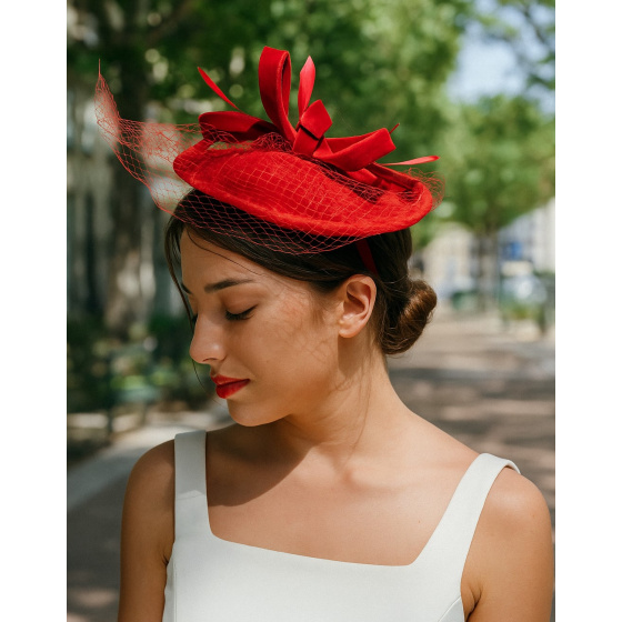 Red Velvet Veil Ceremonial Hat
