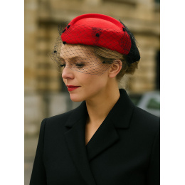 Chapeau E.VERLE PARIS Rouge Voilette - Traclet