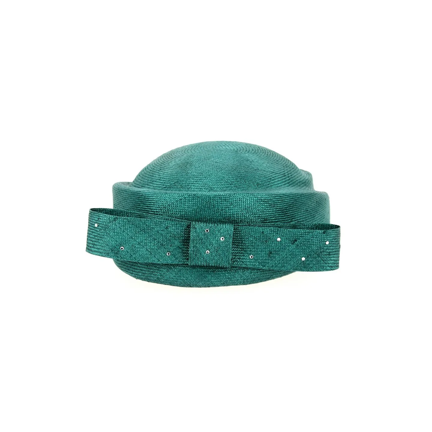 Chapeau de Cérémonie Paille Naturelle Vert & Strass - Traclet Reference : 13069 | Chapellerie Traclet