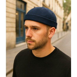 Navy Cotton Brindisi Docker Beanie UPF 50+ - Traclet