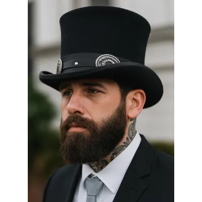 Marco Top Hat Black Felt - Traclet  Reference: 22219| Traclet Hatmakers