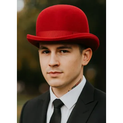 Chapeau Melon Feutre Laine Rouge Hermès - Traclet