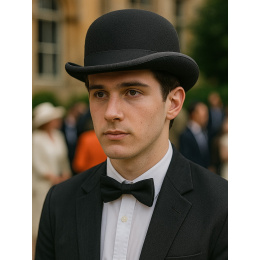 Black Wool Felt Bowler Hat - Traclet