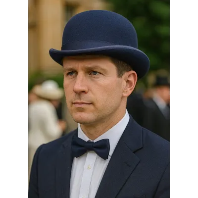 Chapeau Melon Feutre Laine Marine - Traclet