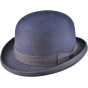 Navy Blue Wool Felt Bowler Hat - Traclet