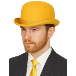 Yellow Wool Felt Bowler Hat - Traclet