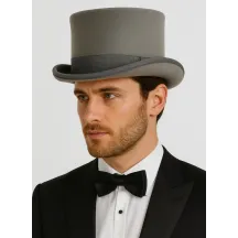 Light Gray Wool Felt Top Hat - Guerra Reference: 17720 | Traclet Hat Shop