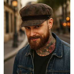 Casquette Capitaine Cuir Vieilli Marron - Aussie Apparel