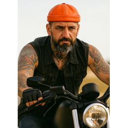 Bonnet Biker Cuir Corail - Bullet style Seven Jocker