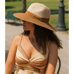 Fedora Hat Vineyard Beige & Camel UPF50+ - House of Ord
