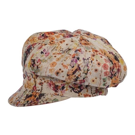 Safari Gav Reversible Linen Sand Newsboy Cap - Traclet