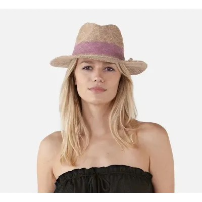 Chapeau Fedora Ponui Beige pailleté & Mauve - Barts