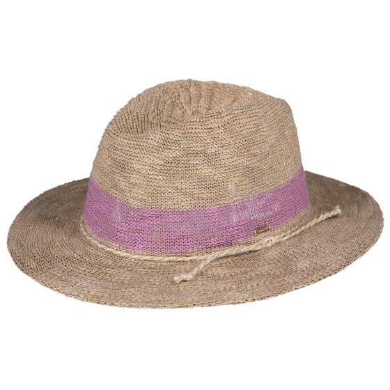 Chapeau Fedora Ponui Beige pailleté & Mauve - Barts
