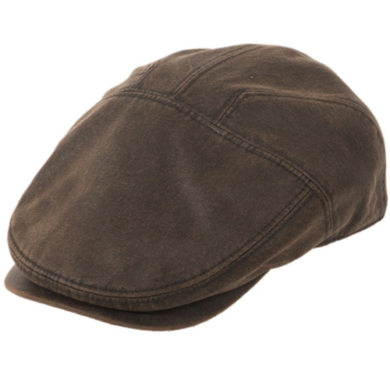 Waxed Cotton Flat Cap Brown - Traclet