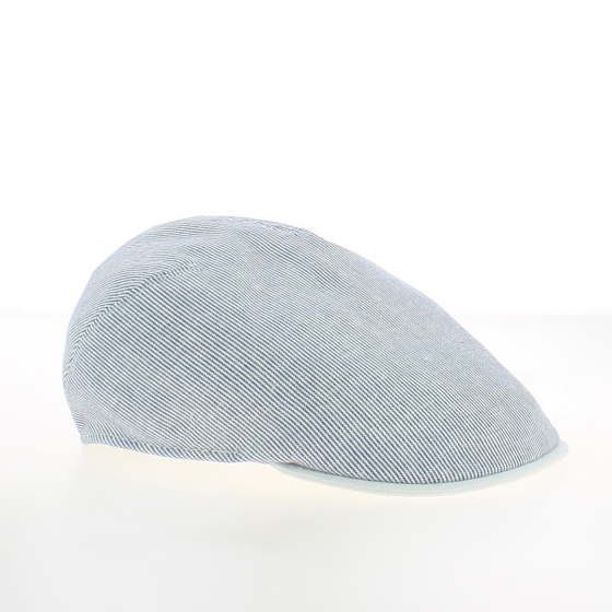 Navy Blue Striped Flat Cap - Traclet