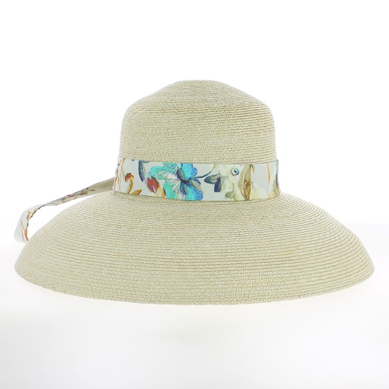 Capeline Carol ruban fleuri 100% paille