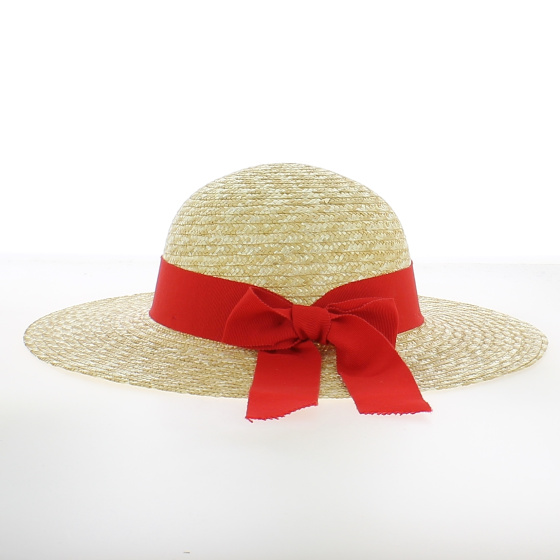 Capeline Paille Géraldine Ruban rouge ou marine - Traclet